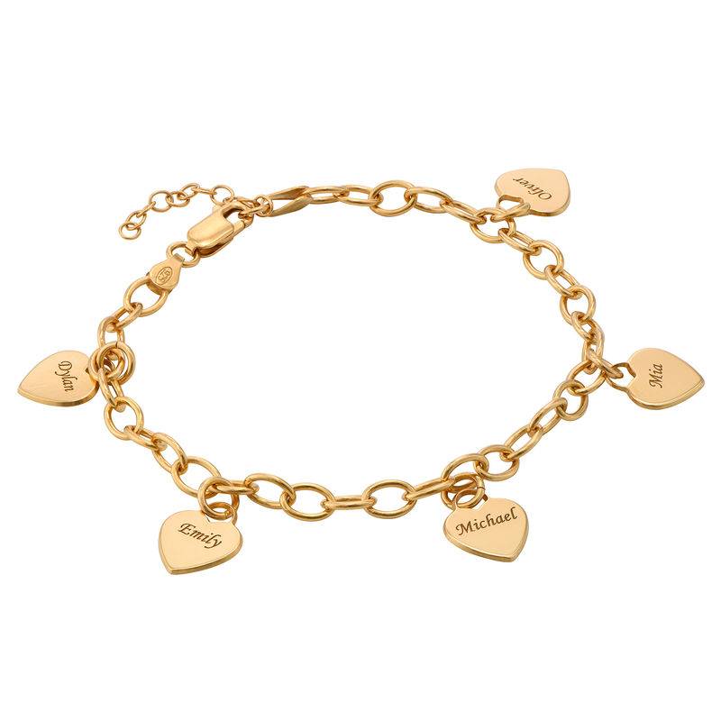 Pulsera de Eslabones con Dijes de Corazón Personalizados en Vermeil de Oro-1 foto de producto