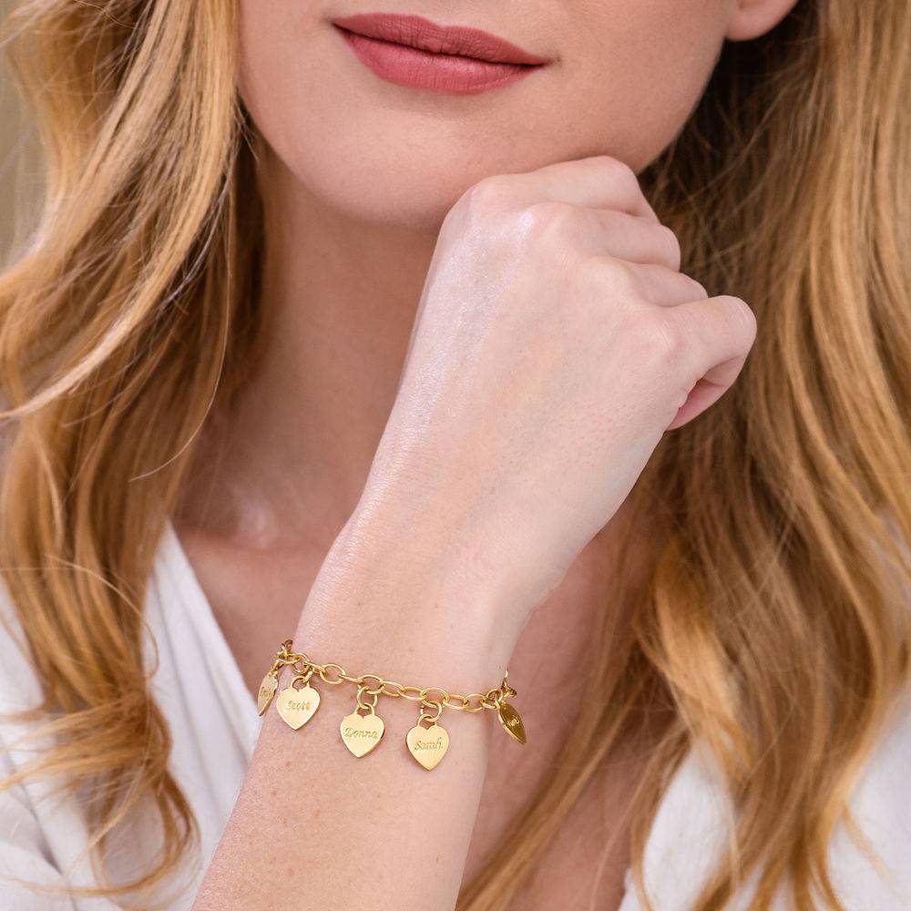 Pulsera de Eslabones con Dijes de Corazón Personalizados en Vermeil de Oro-3 foto de producto
