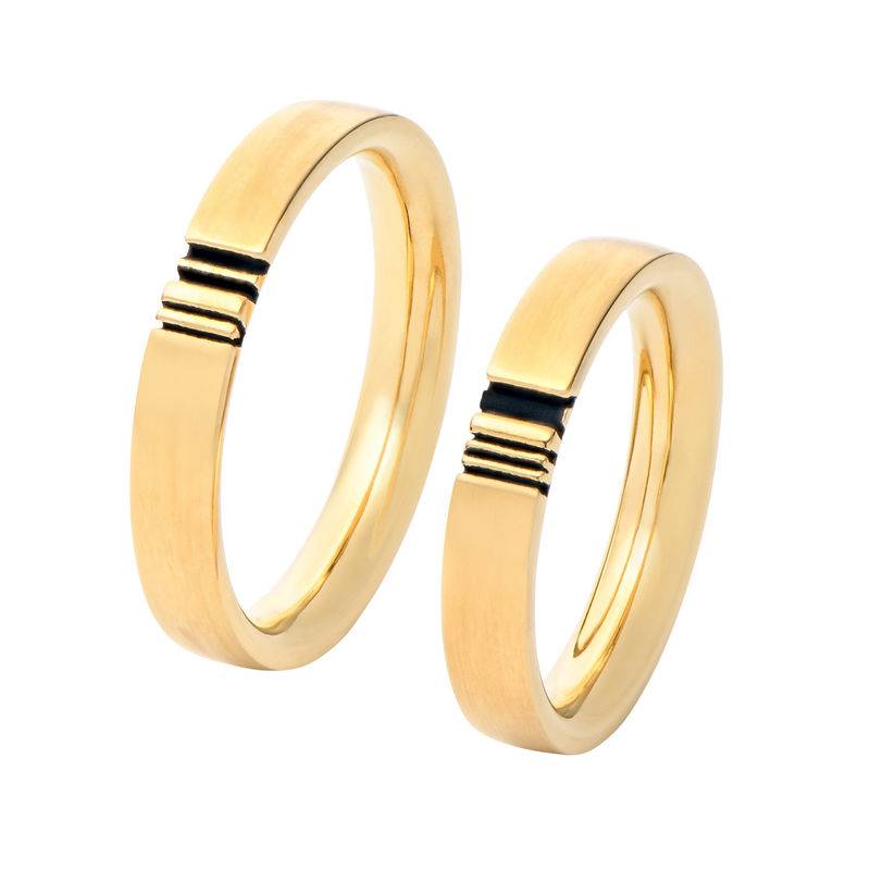 Conjunto de Anillos de Promesa de Pareja con Inicial A Juego en Baño de Oro-1 foto de producto