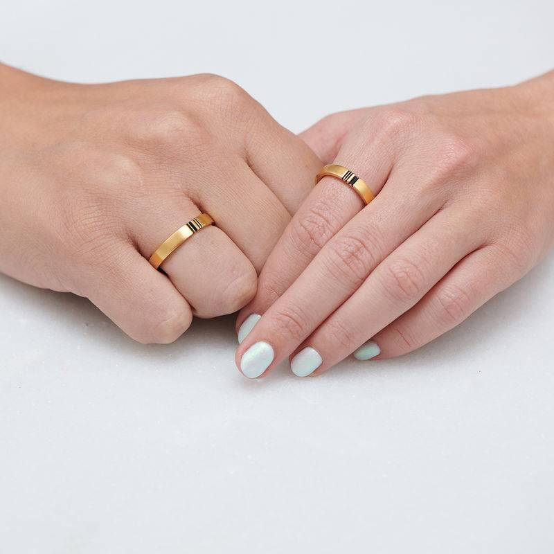 Conjunto de Anillos de Promesa de Pareja con Inicial A Juego en Baño de Oro-3 foto de producto