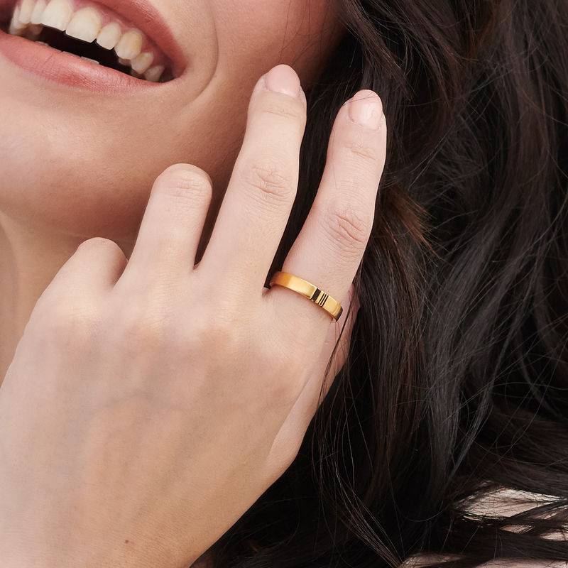 Conjunto de Anillos de Promesa de Pareja con Inicial A Juego en Baño de Oro-5 foto de producto