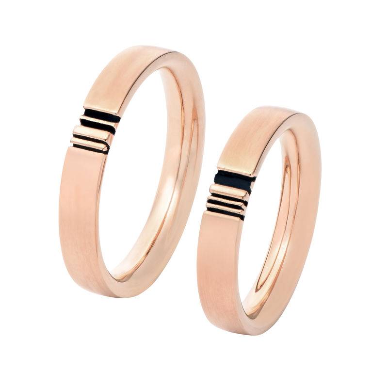 Conjunto de Anillos de Promesa de Pareja con Inicial A Juego en Chapa de Oro Rosa-1 foto de producto