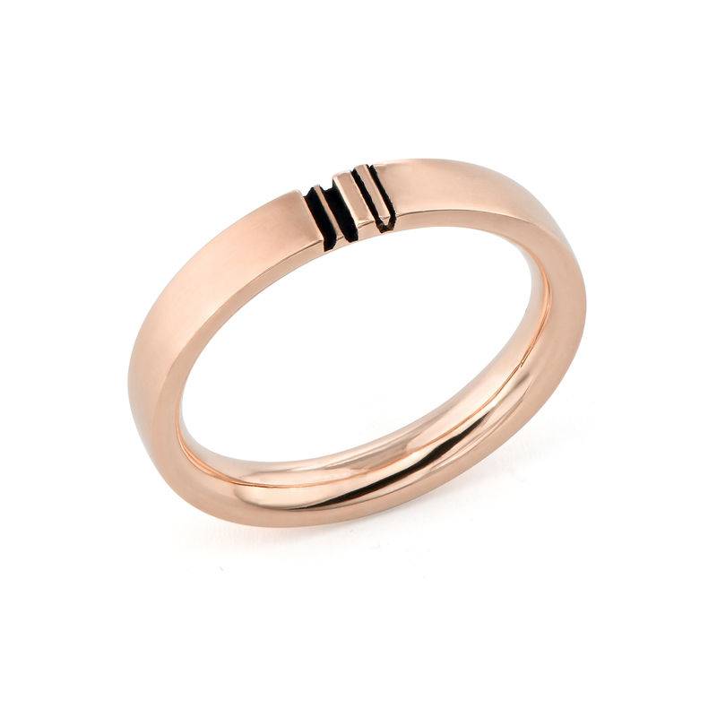 Conjunto de Anillos de Promesa de Pareja con Inicial A Juego en Chapa de Oro Rosa-2 foto de producto