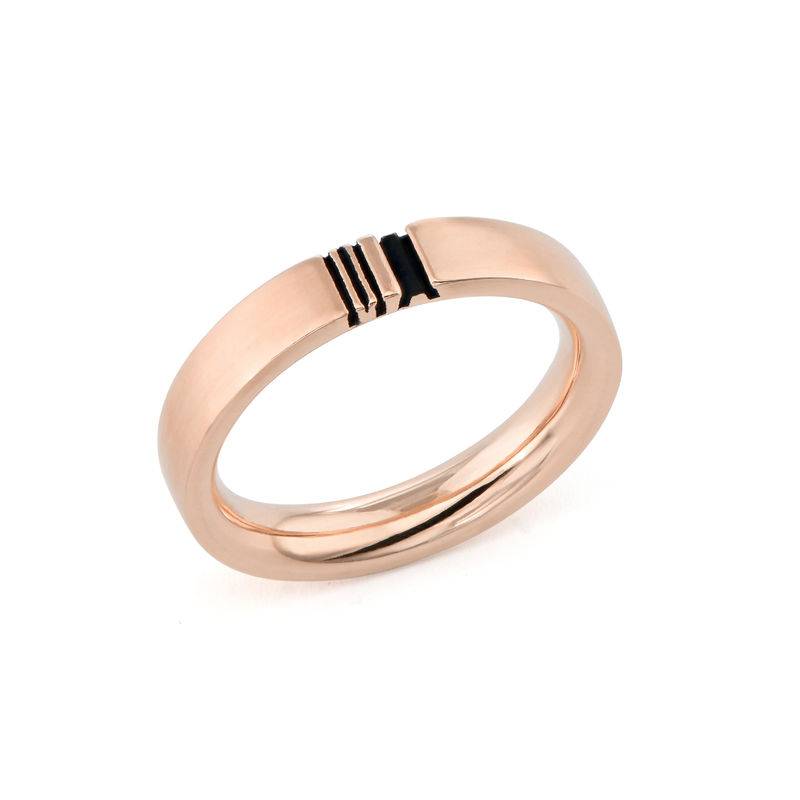 Conjunto de Anillos de Promesa de Pareja con Inicial A Juego en Chapa de Oro Rosa-3 foto de producto