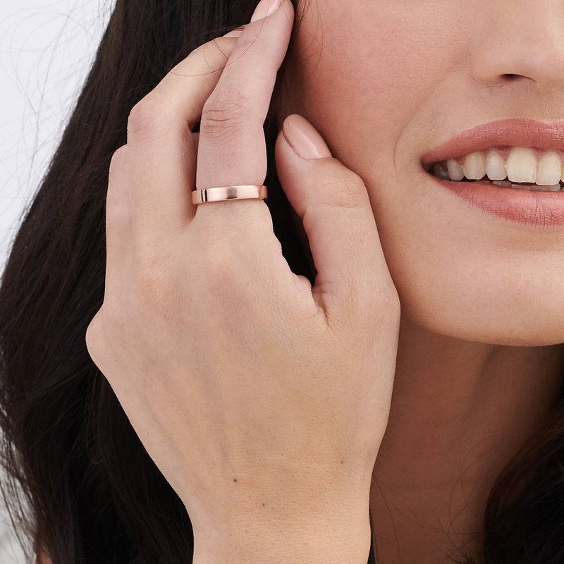 Conjunto de Anillos de Promesa de Pareja con Inicial A Juego en Chapa de Oro Rosa-6 foto de producto
