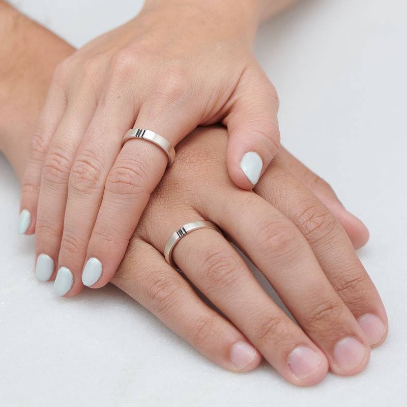 Conjunto de Anillos de Promesa de Pareja con Inicial A Juego en Plata-5 foto de producto