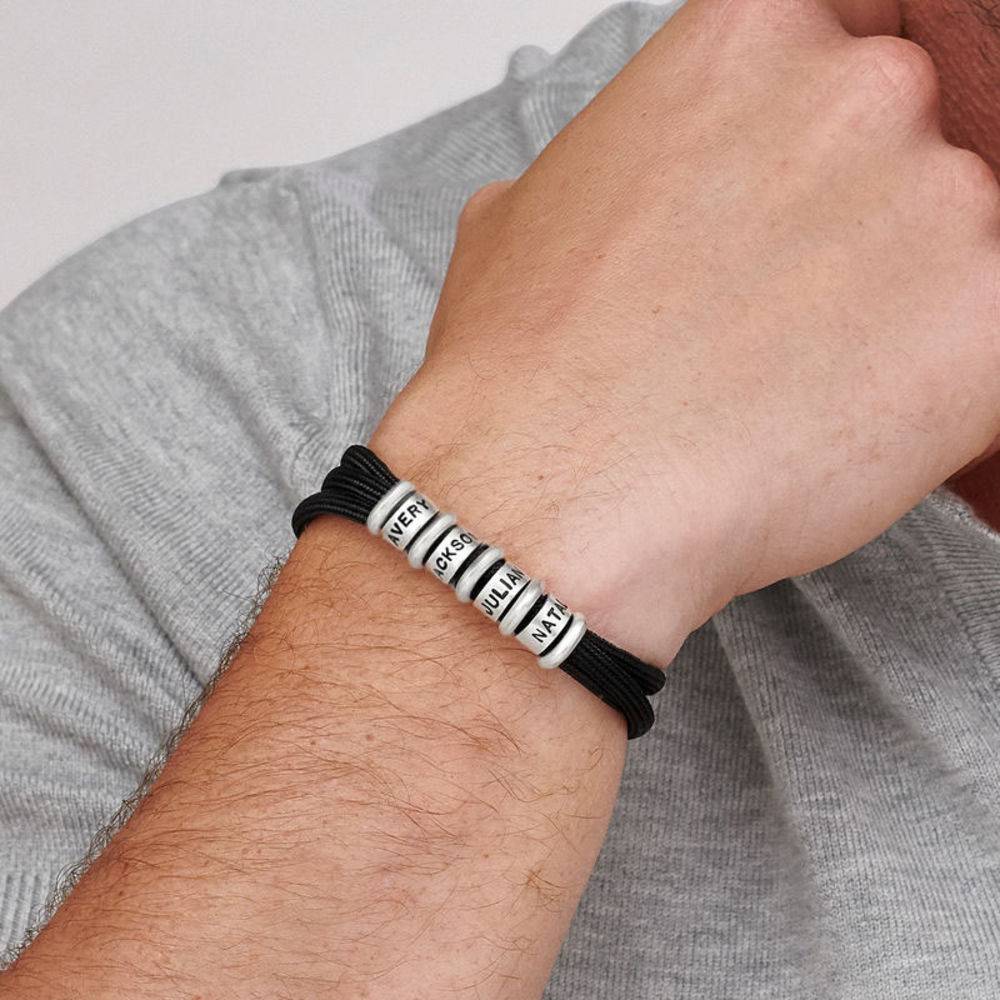 Pulsera para Hombre de Cordón con Cuentas Personalizadas en Plata-3 foto de producto
