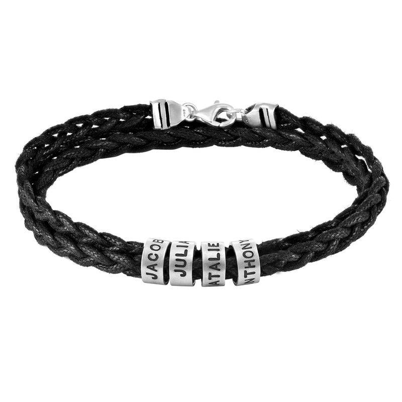 Pulsera para Hombre con Cuentas Pequeñas Personalizadas en Plata Esterlina-4 foto de producto