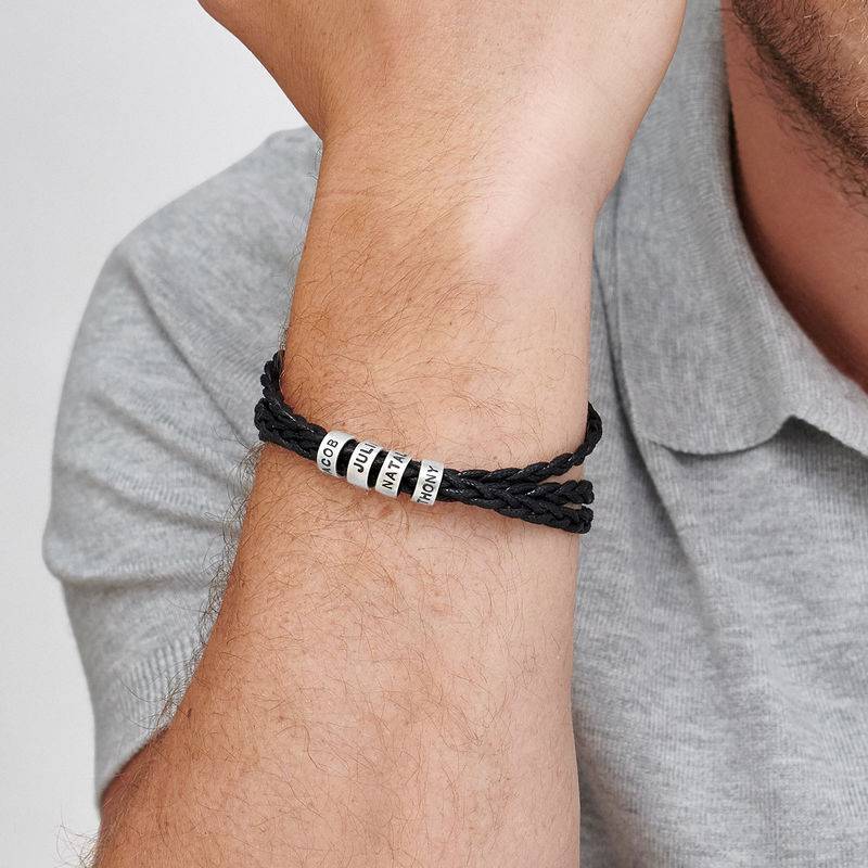 Pulsera para Hombre con Cuentas Pequeñas Personalizadas en Plata Esterlina-8 foto de producto
