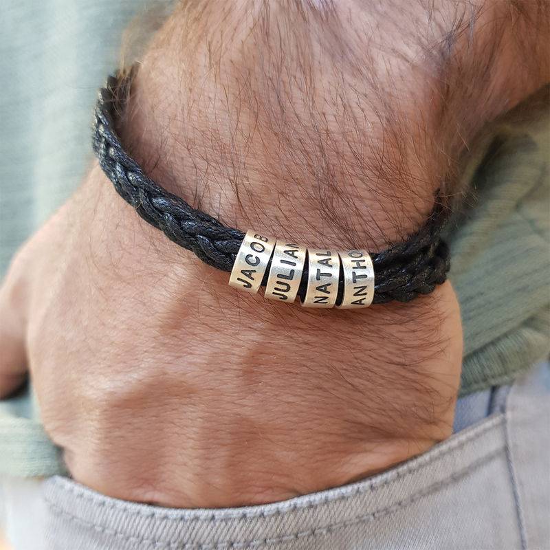 Pulsera para Hombre con Cuentas Pequeñas Personalizadas en Plata Esterlina-5 foto de producto