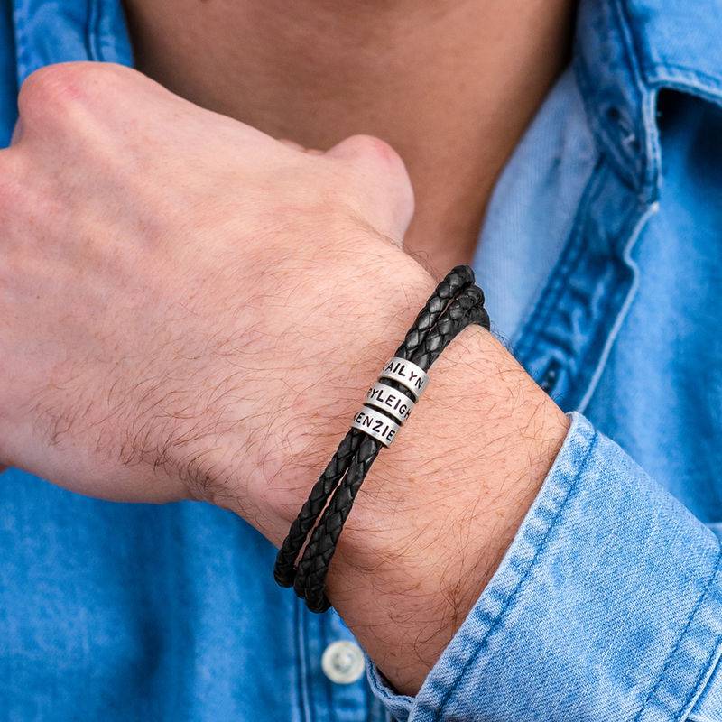 Pulsera para Hombre con Cuentas Pequeñas Personalizadas en Plata Esterlina-2 foto de producto