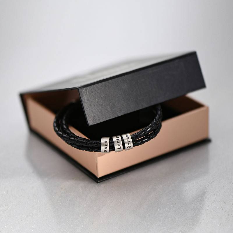Pulsera para Hombre con Cuentas Pequeñas Personalizadas en Plata Esterlina-6 foto de producto