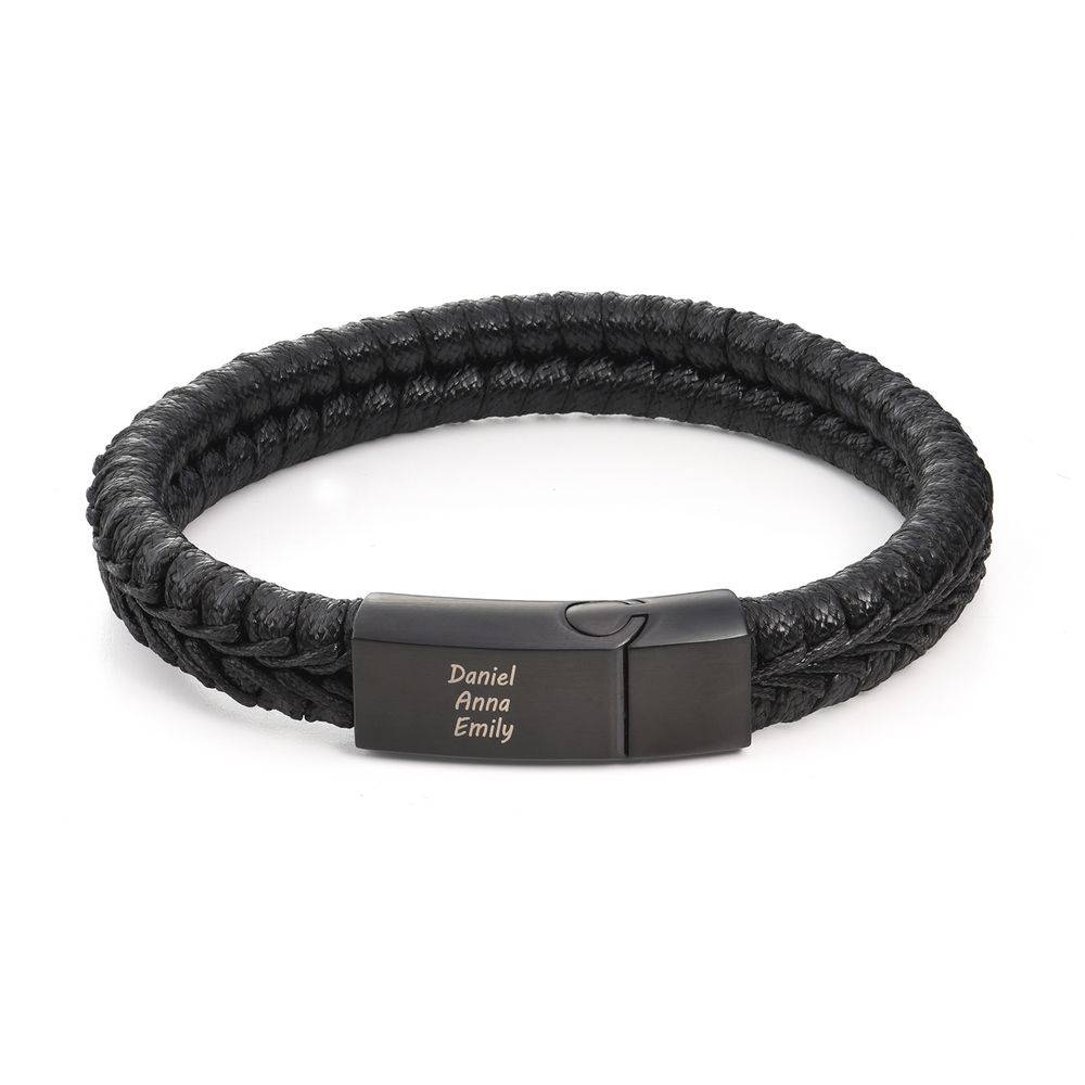 Pulsera de Cuero Negro Toronto para Hombres con Broche en Negro-1 foto de producto