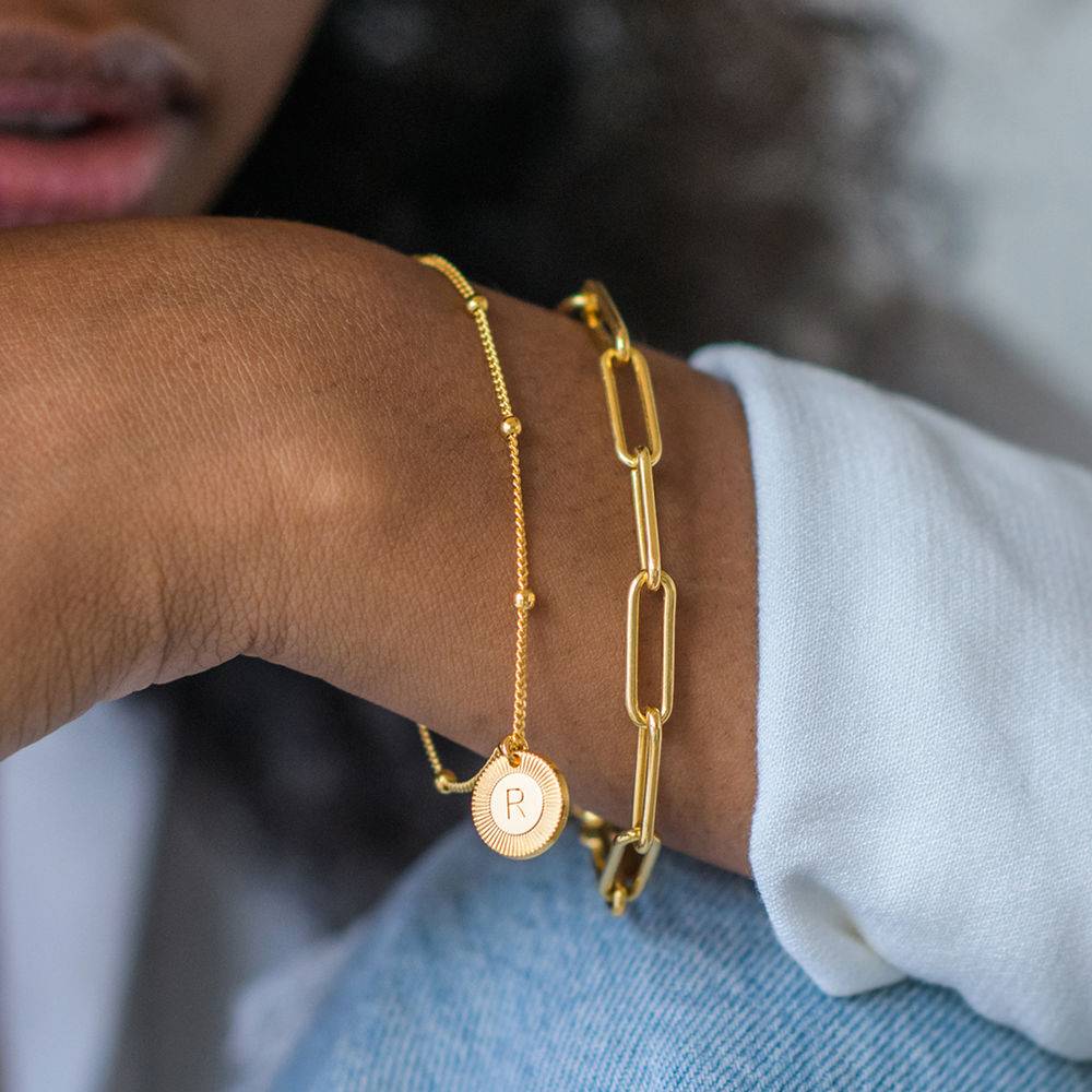 Pulsera / Tobillera Mini Rayos con Inicial en Baño de Oro-4 foto de producto