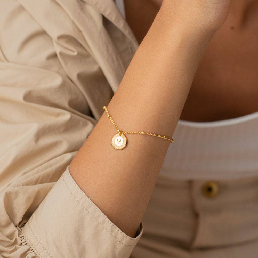 Pulsera / Tobillera Mini Rayos con Inicial en Vermeil de Oro-2 foto de producto