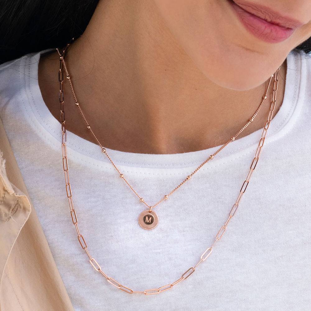 Collar Mini Rayos con Inicial en Chapa de Oro Rosa-2 foto de producto