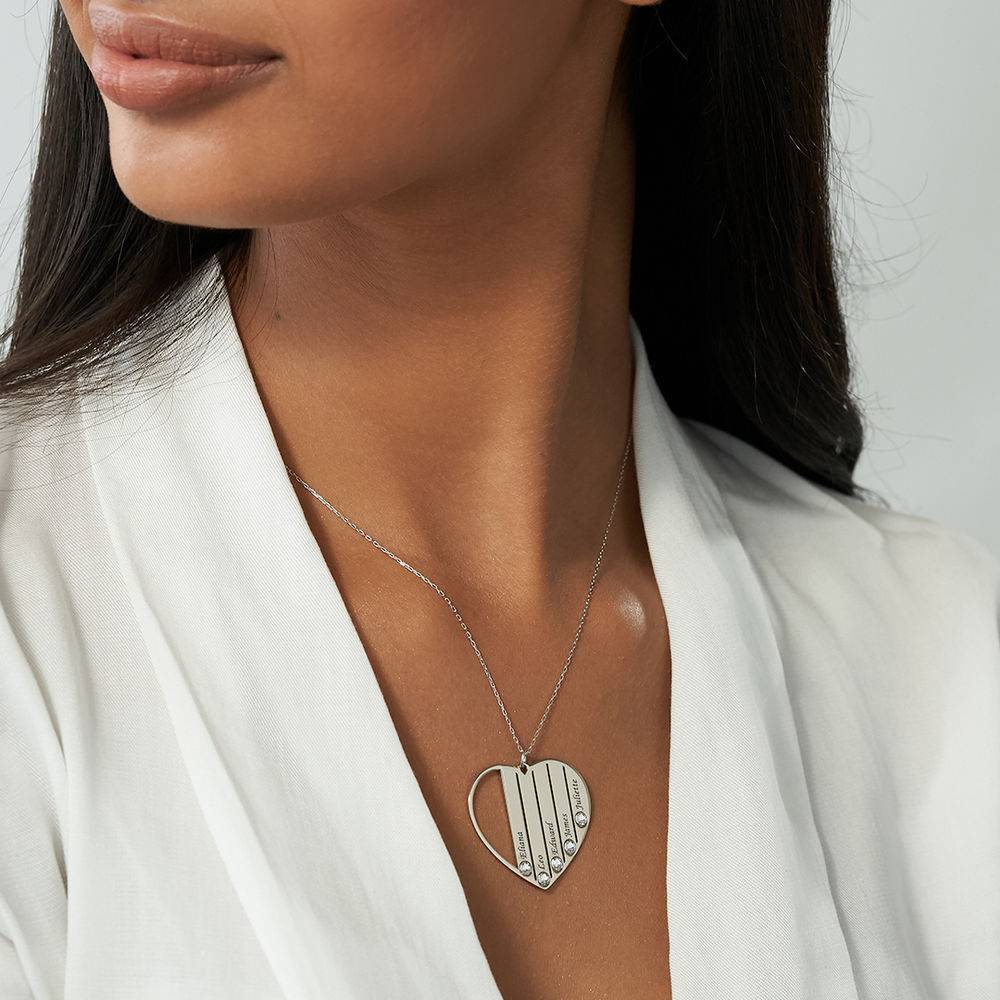 Collar para Mamá con Piedras de Nacimiento en Oro Blanco 10K-1 foto de producto
