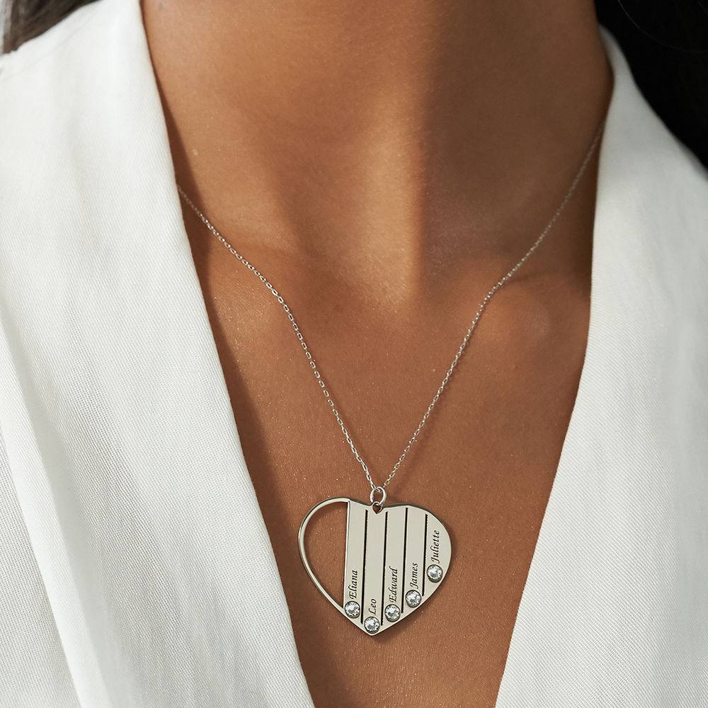 Collar para Mamá con Piedras de Nacimiento en Oro Blanco 10K-2 foto de producto
