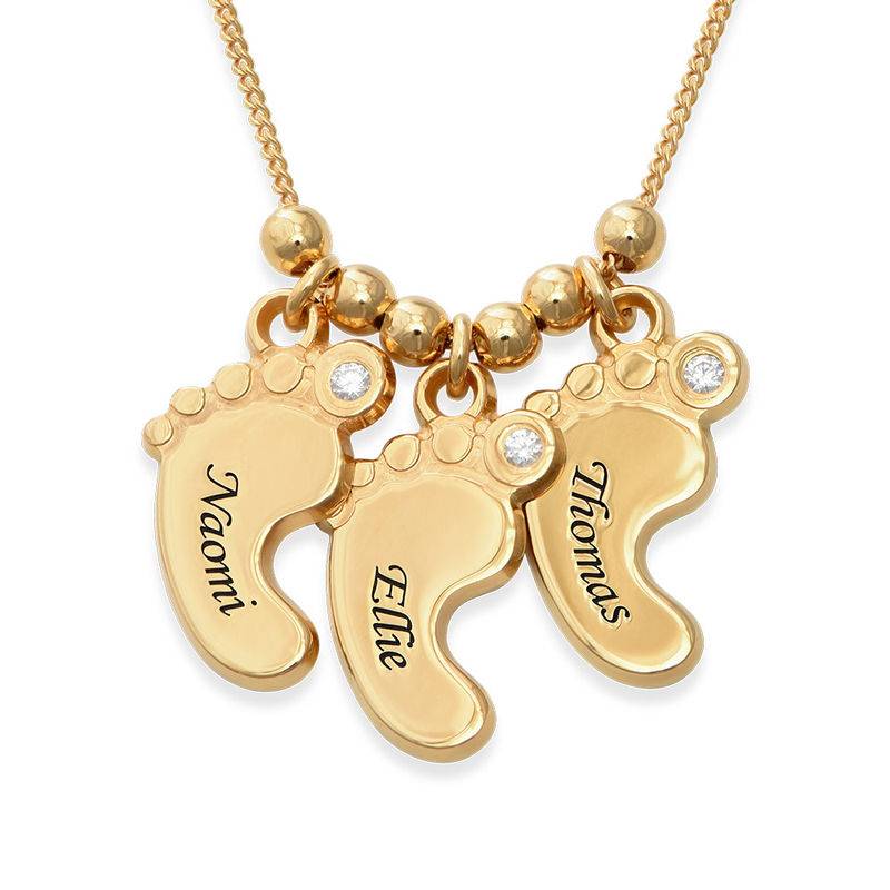 Joyería de Mamá – Collar Piecitos de Bebé con Diamantes en Baño de Oro-1 foto de producto