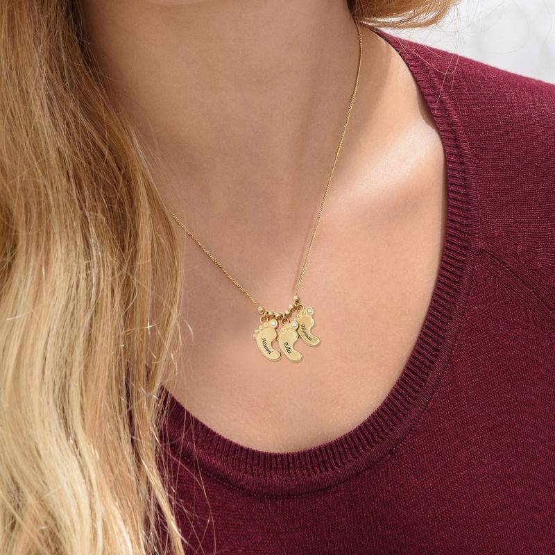 Joyería de Mamá – Collar Piecitos de Bebé con Diamantes en Vermeil de Oro-3 foto de producto