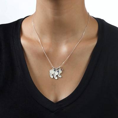 Joyería de Mamá – Collar Piecitos de Bebé con Piedras de Nacimiento en Plata X-3 foto de producto