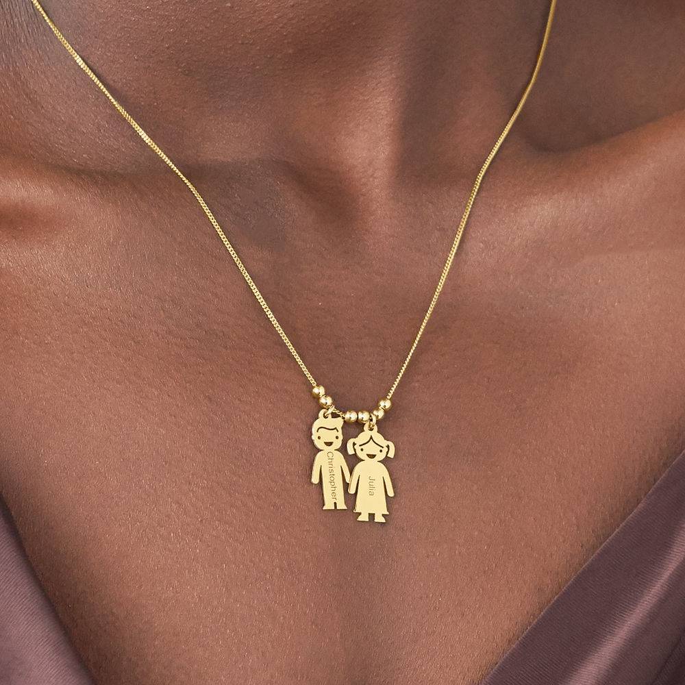 Collar con Colgantes Niño y Niña Personalizado en Chapa de Oro-2 foto de producto