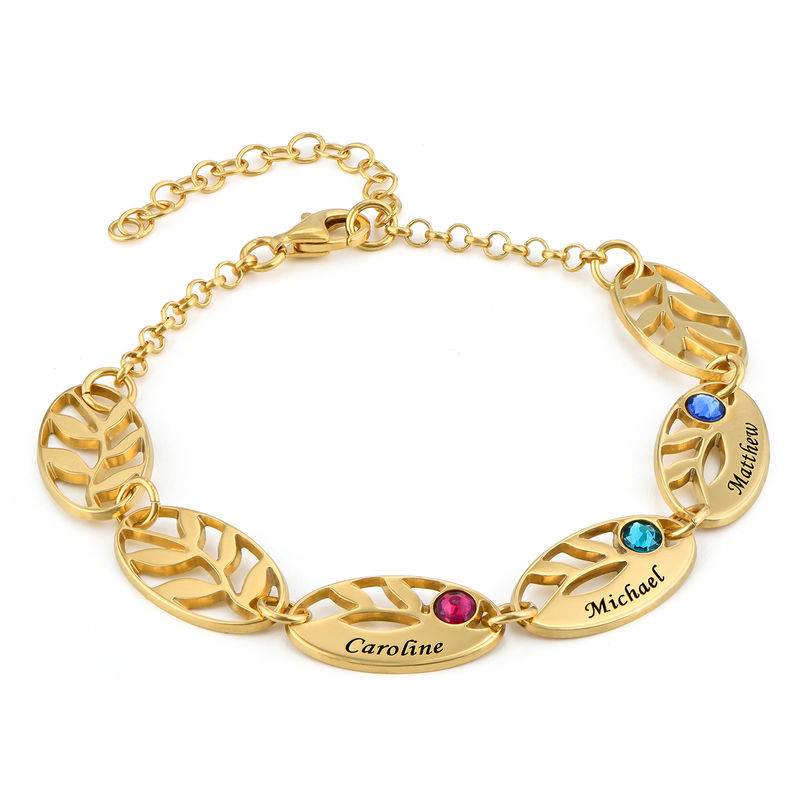 Pulsera Hoja de Mamá Personalizada en Vermeil de Oro-1 foto de producto