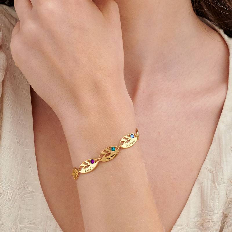 Pulsera Hoja de Mamá Personalizada en Vermeil de Oro-3 foto de producto