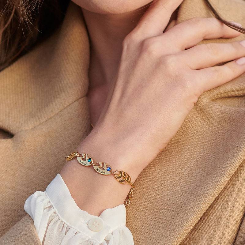 Pulsera Hoja de Mamá Personalizada en Baño de Oro-4 foto de producto