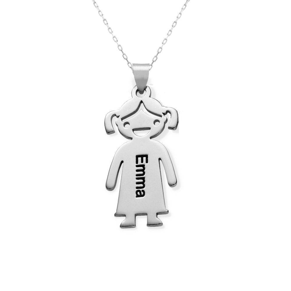 Collar con Colgantes Niño y Niña Personalizado en Oro Blanco 10K-2 foto de producto