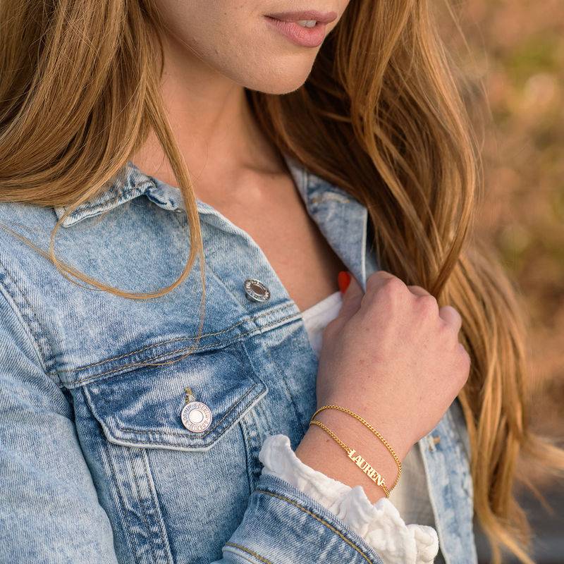 Nombre Pulsera / Tobillera con Letras Mayúsculas en Chapa de Oro-2 foto de producto
