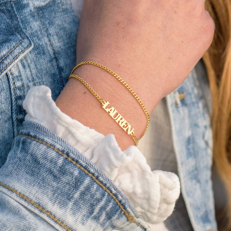 Nombre Pulsera / Tobillera con Letras Mayúsculas en Chapa de Oro-3 foto de producto
