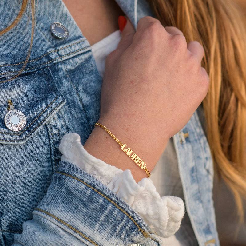 Nombre Pulsera / Tobillera con Letras Mayúsculas en Vermeil de Oro-4 foto de producto