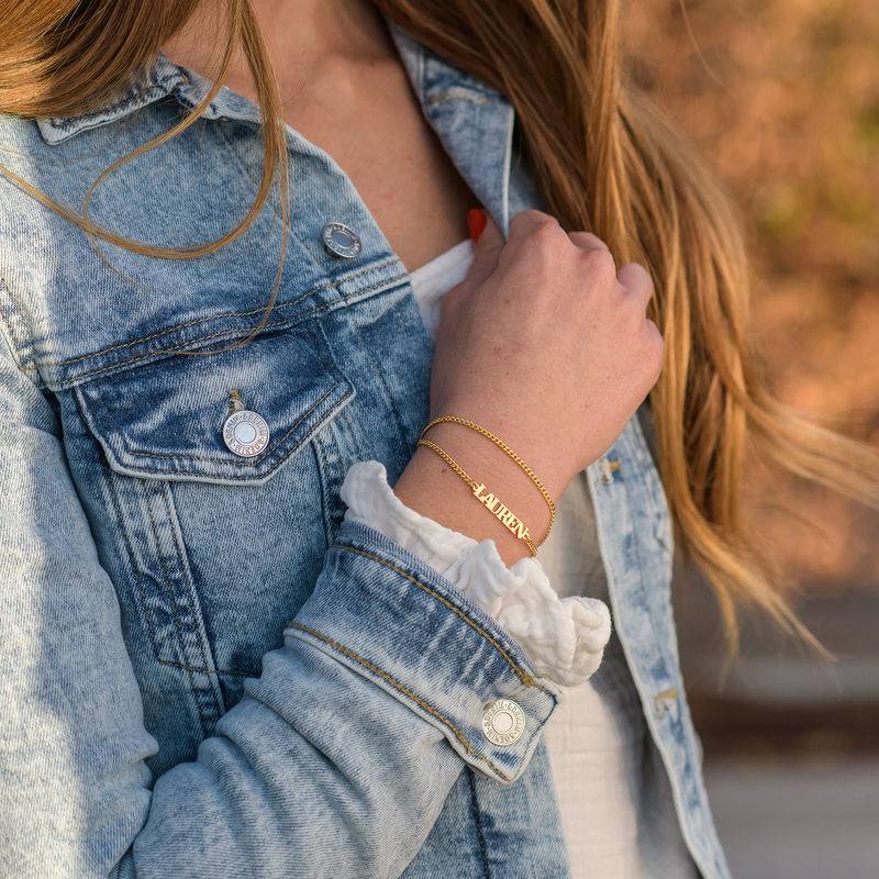 Nombre Pulsera / Tobillera con Letras Mayúsculas en Vermeil de Oro-1 foto de producto
