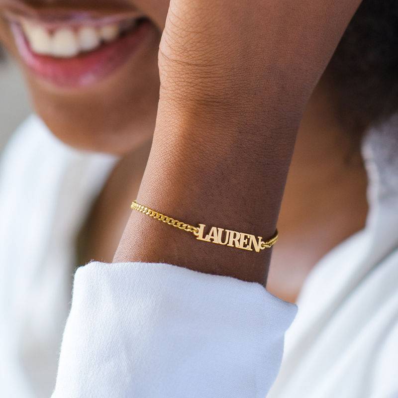 Nombre Pulsera / Tobillera con Letras Mayúsculas en Vermeil de Oro-2 foto de producto