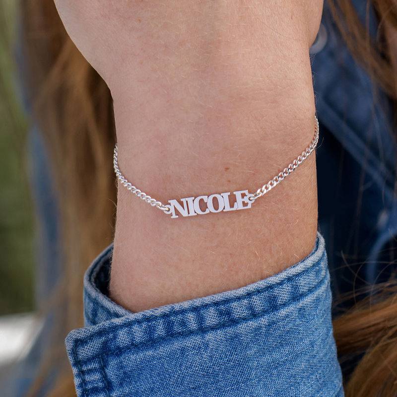 Nombre Pulsera / Tobillera con Letras Mayúsculas en Plata Esterlina-3 foto de producto