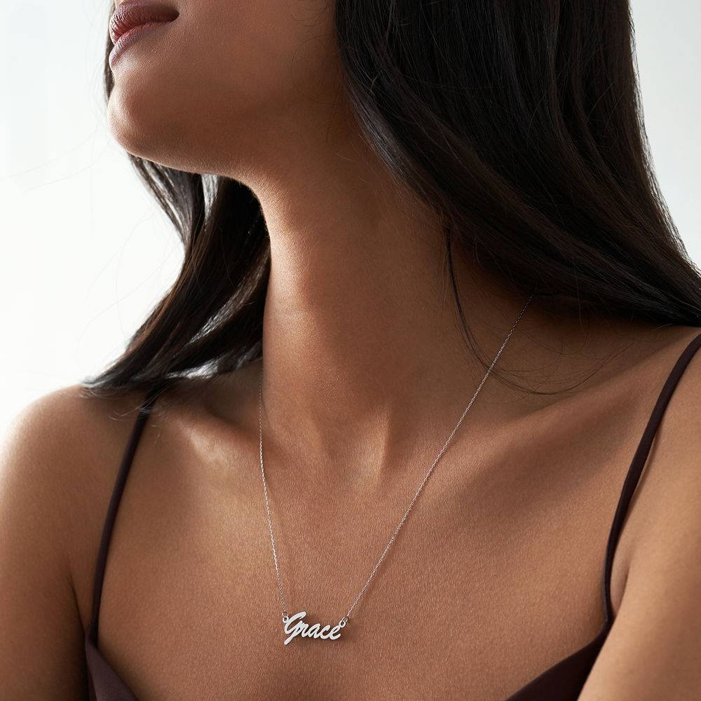 Collar con Nombre in Oro Blanco 14K-3 foto de producto