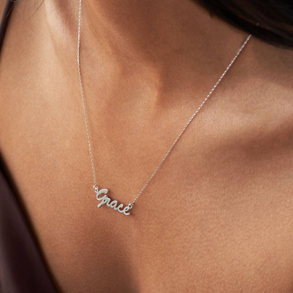 Collar con Nombre in Oro Blanco 14K-4 foto de producto