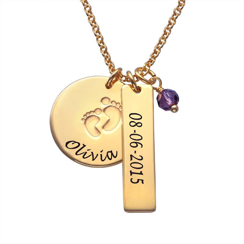 Joyería para Nueva Mamá - Collar con Charm de Piecitos de Bebé en Baño de Oro-1 foto de producto