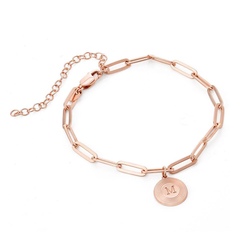 Pulsera / Tobillera de Eslabones Odeion con Inicial en Chapa de Oro Rosa-2 foto de producto
