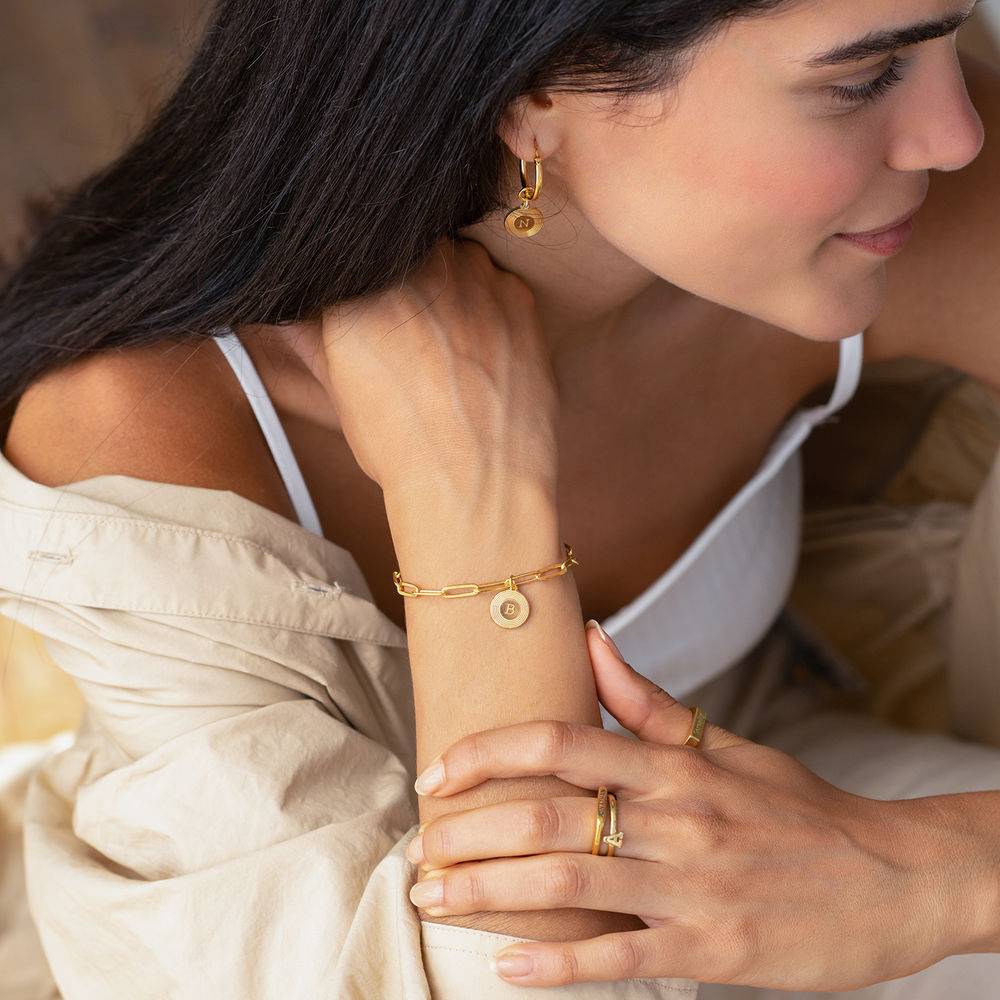 Pulsera / Tobillera de Eslabones Odeion con Inicial en Vermeil de Oro-4 foto de producto