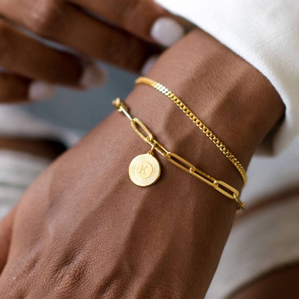 Pulsera / Tobillera de Eslabones Odeion con Inicial en Vermeil de Oro-3 foto de producto