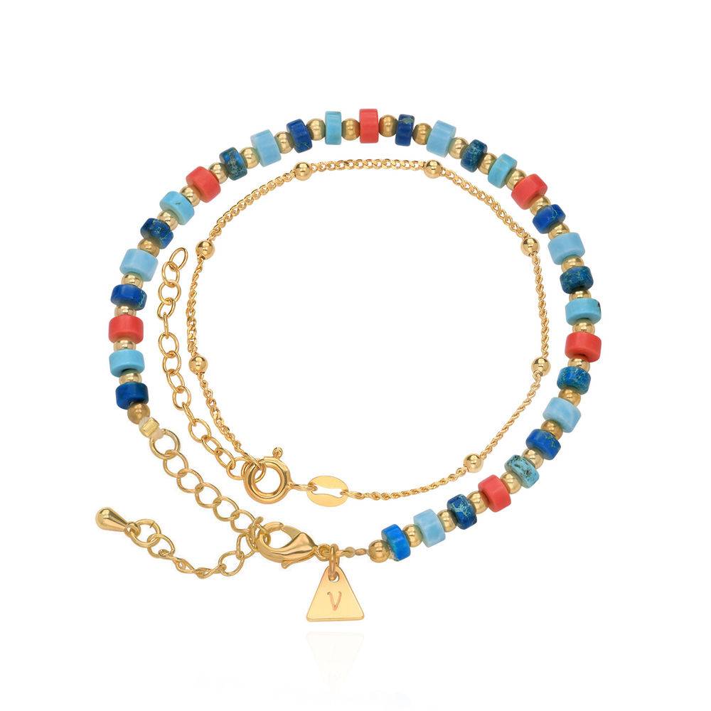 Pulsera / Tobillera de Cuentas en Capas del Pacífico con Iniciales en Chapa de Oro-1 foto de producto