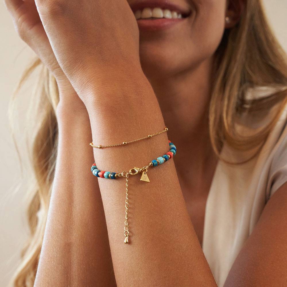 Pulsera / Tobillera de Cuentas en Capas del Pacífico con Iniciales en Chapa de Oro-3 foto de producto