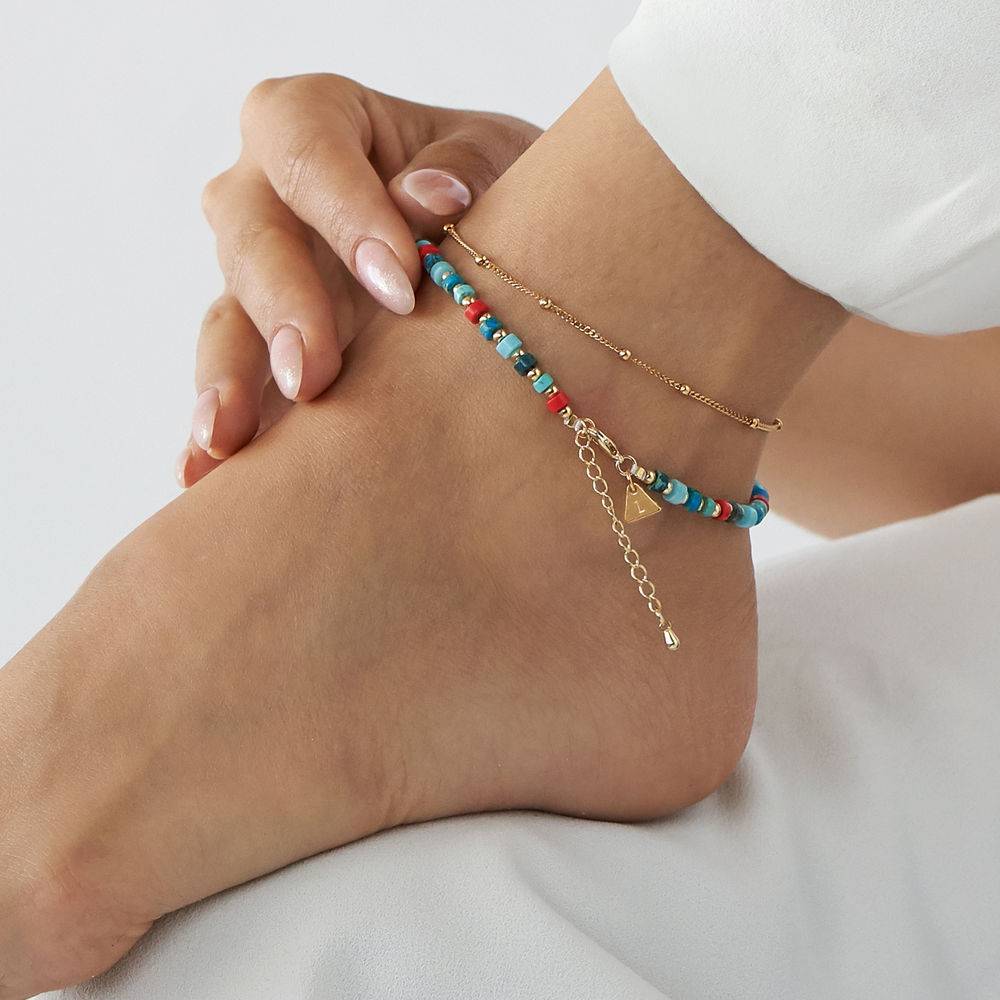 Pulsera / Tobillera de Cuentas en Capas del Pacífico con Iniciales en Chapa de Oro-5 foto de producto