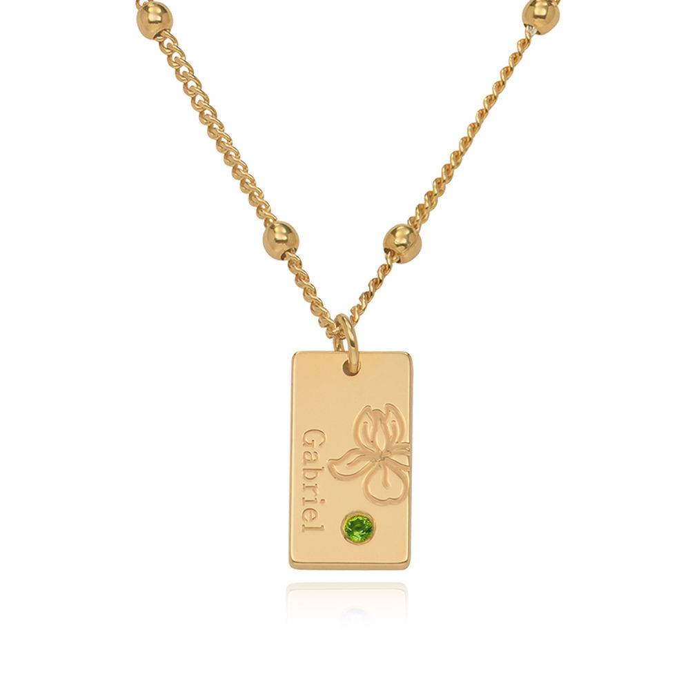 Collar Personalizado con Flor de Nacimiento y Piedra en Baño de Oro-1 foto de producto