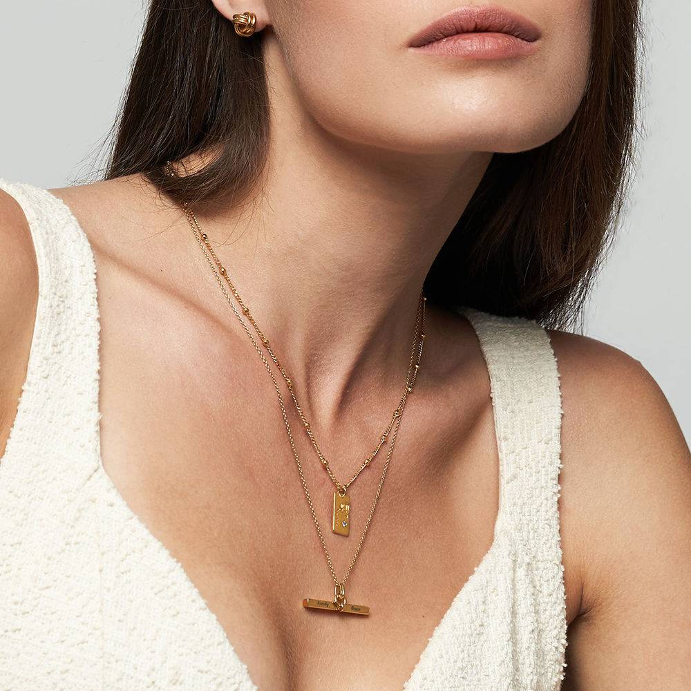 Collar Personalizado con Flor de Nacimiento y Piedra en Baño de Oro-3 foto de producto