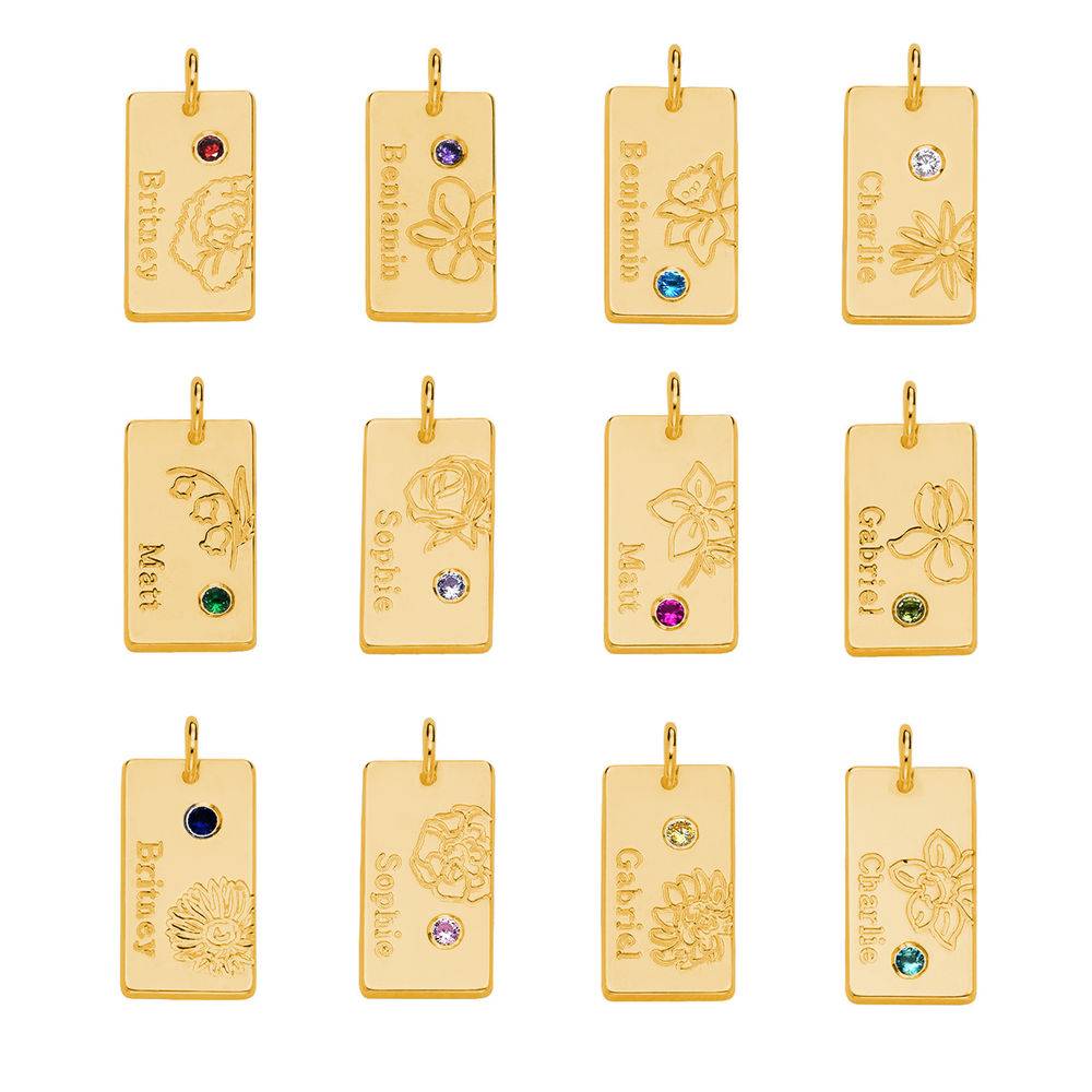 Collar Personalizado con Flor de Nacimiento y Piedra en Baño de Oro-4 foto de producto