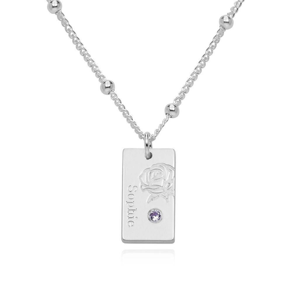 Collar Personalizado con Flor de Nacimiento y Piedra en Plata-1 foto de producto