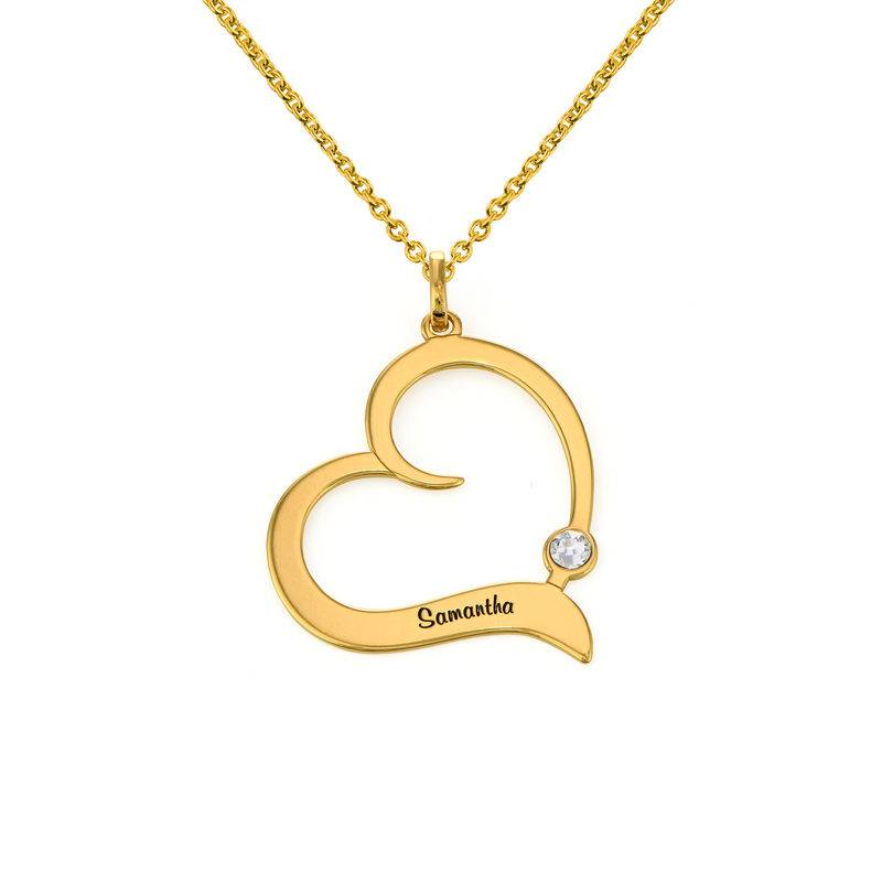 Collar de Corazón Personalizado con Piedras de Nacimiento en Vermeil de Oro-1 foto de producto